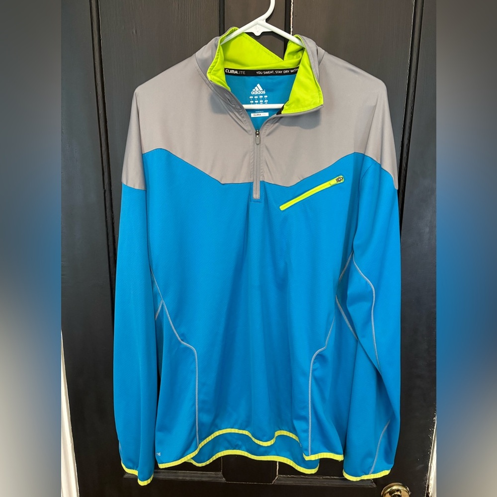 Adidas Blue and Grey Men's Shirt